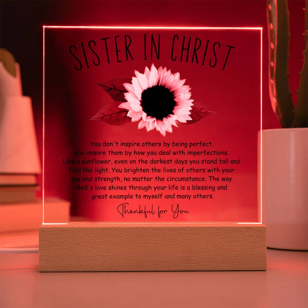 Sunflower Inspiring Sister in Christ Friendship Acrylic Plaque