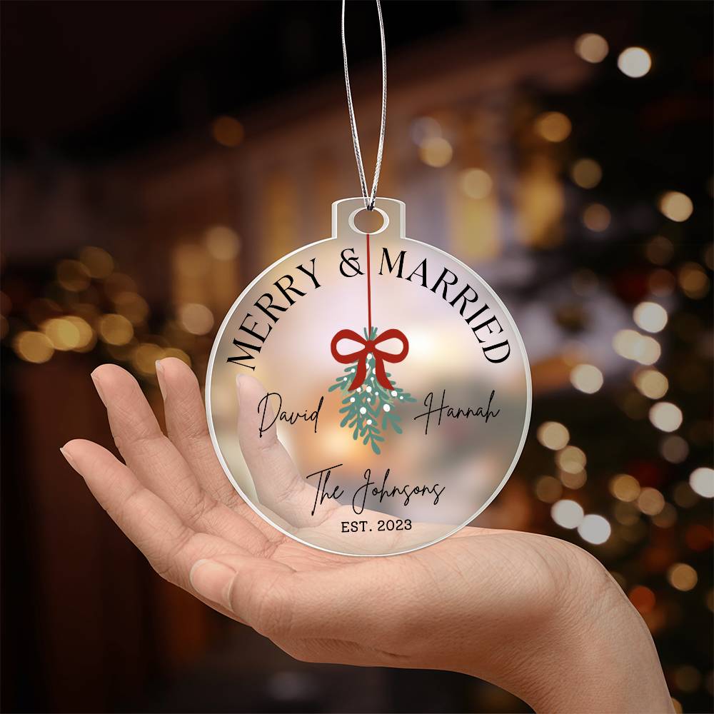 Merry and Married Couples Acrylic Christmas Ornament