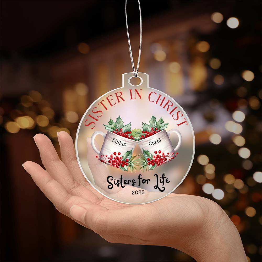 Sister in Christ Personalized Christmas Mugs Acrylic Ornament
