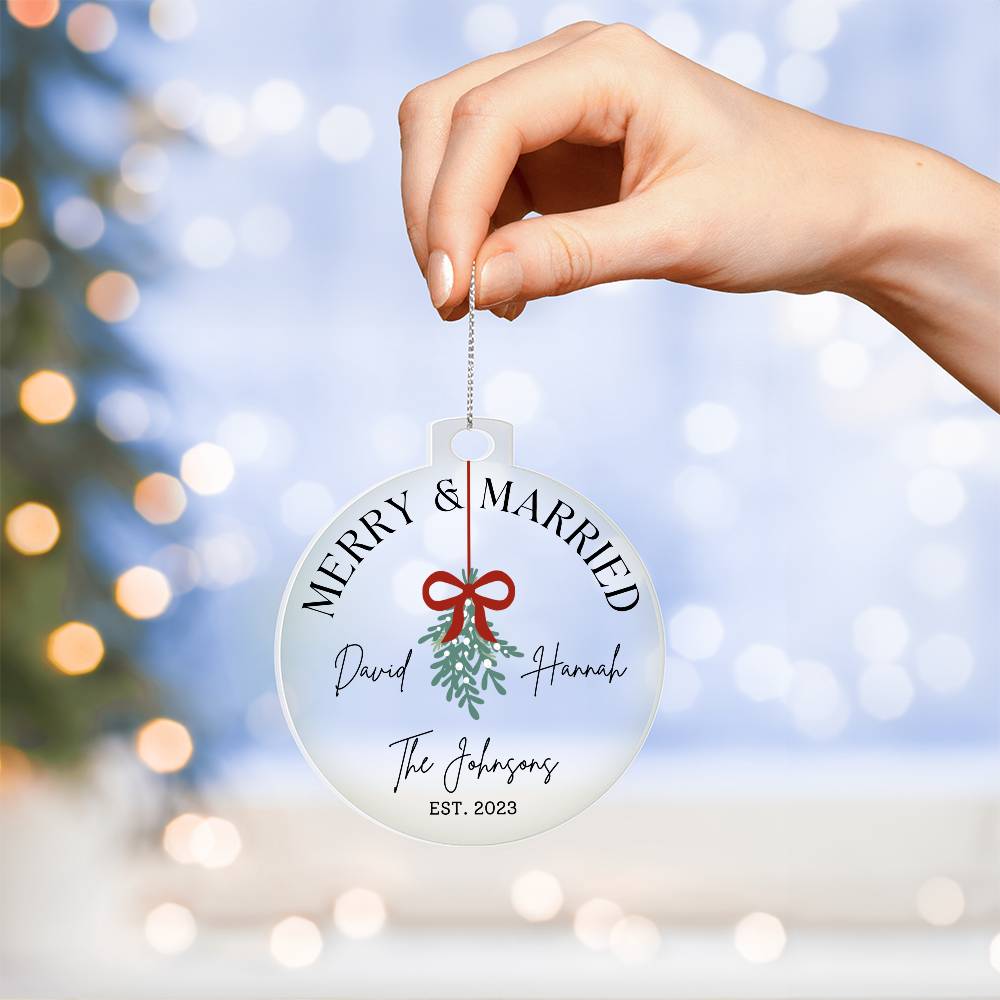 Merry and Married Couples Acrylic Christmas Ornament