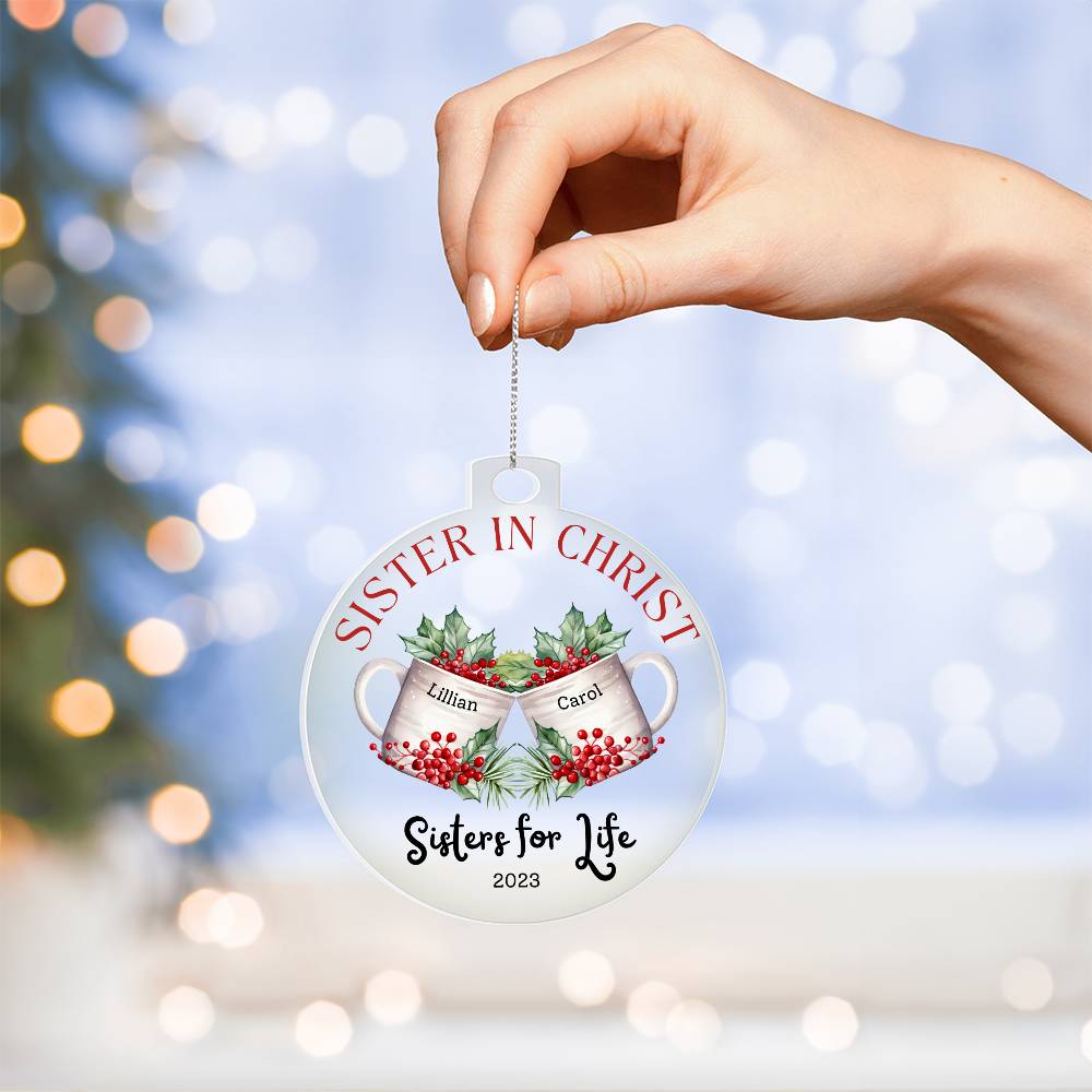 Sister in Christ Personalized Christmas Mugs Acrylic Ornament
