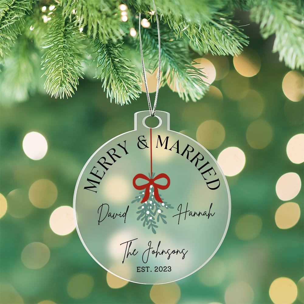 Merry and Married Couples Acrylic Christmas Ornament