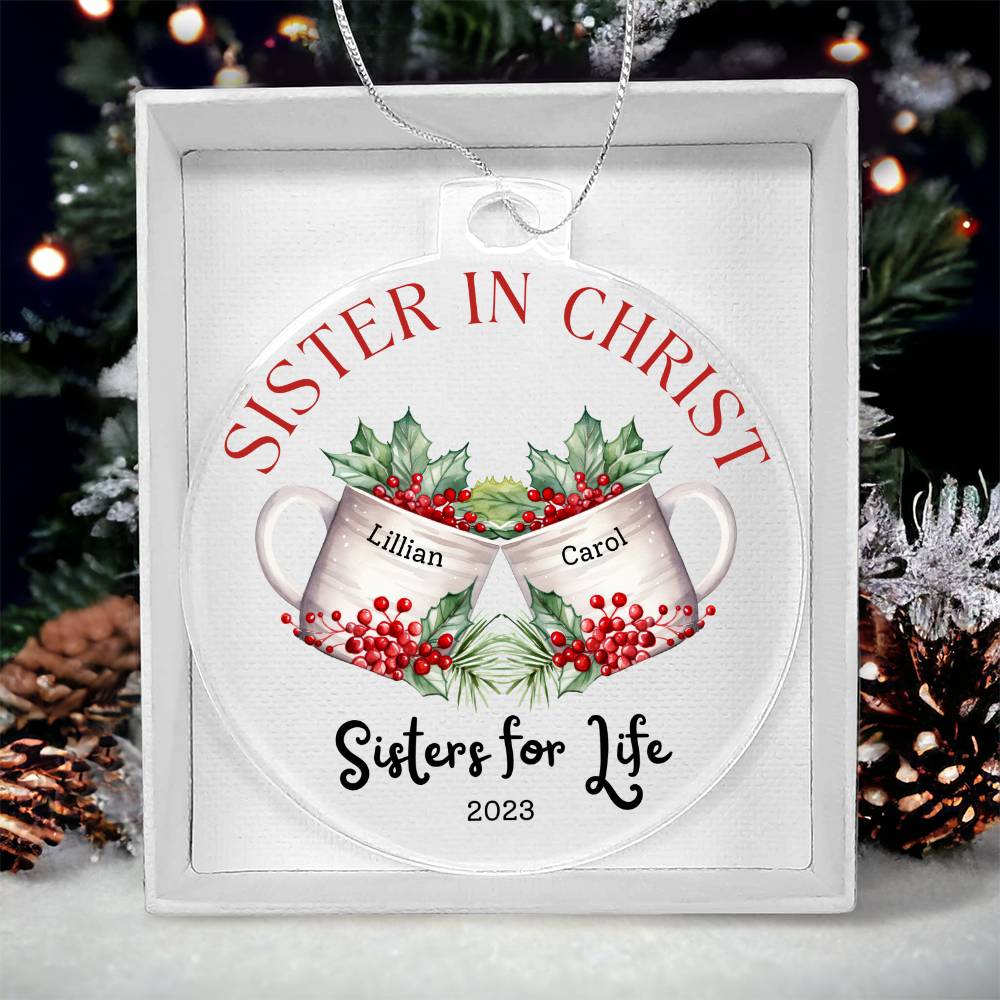 Sister in Christ Personalized Christmas Mugs Acrylic Ornament