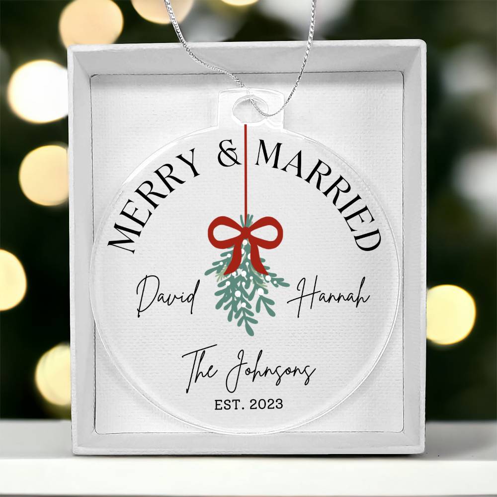 Merry and Married Couples Acrylic Christmas Ornament
