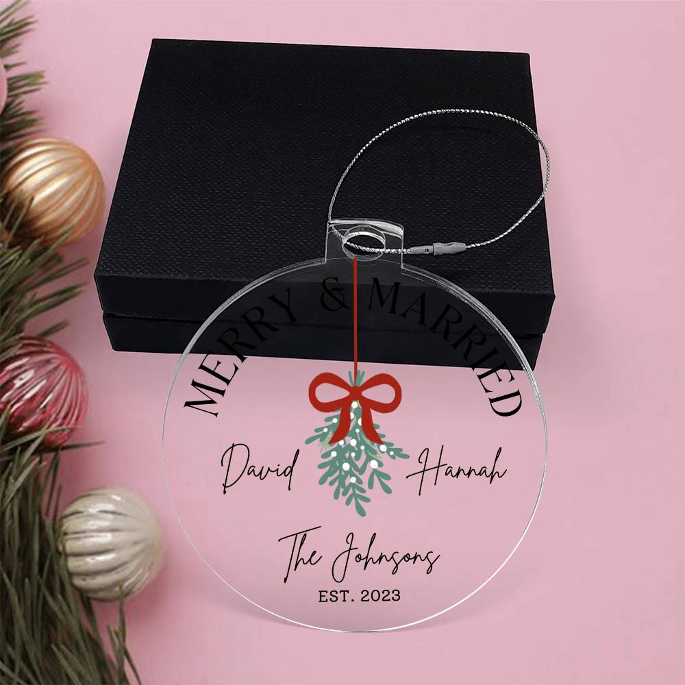 Merry and Married Couples Acrylic Christmas Ornament