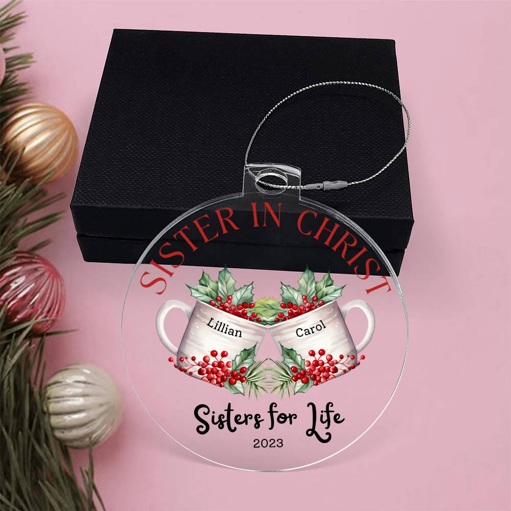 Sister in Christ Personalized Christmas Mugs Acrylic Ornament