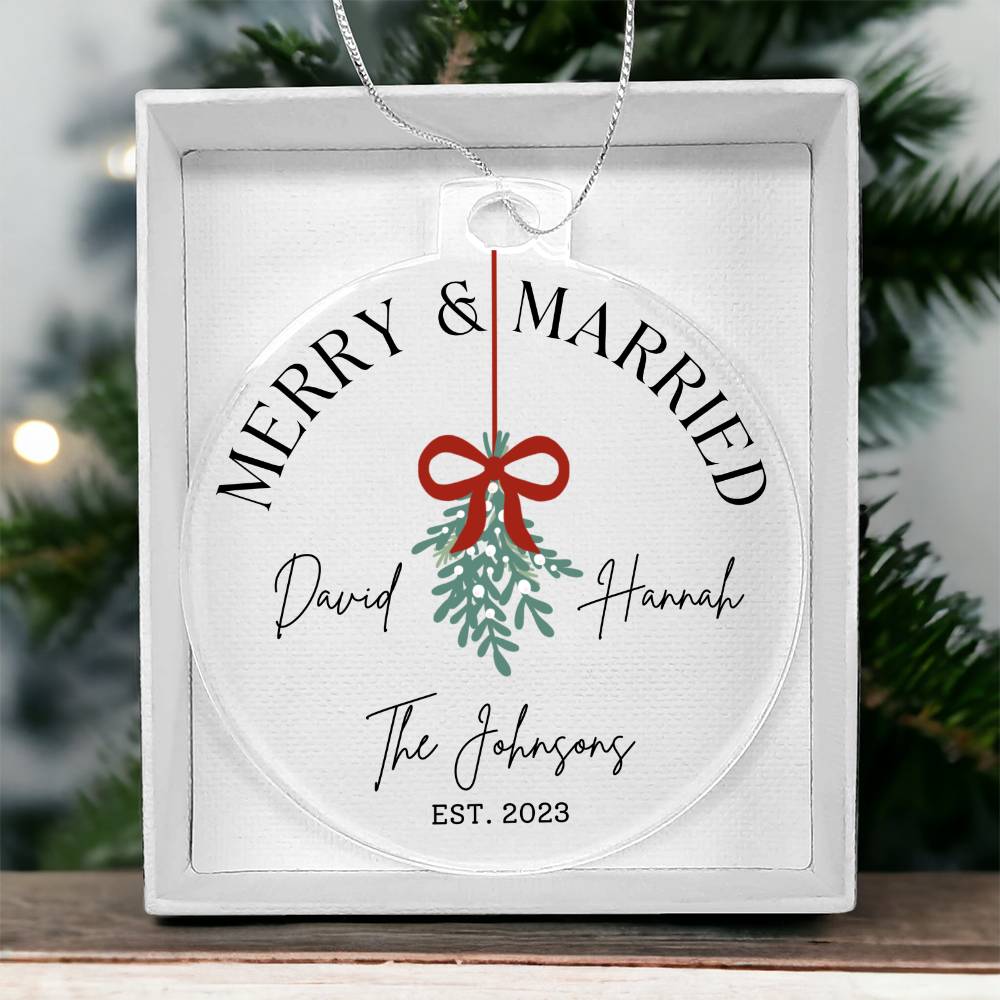 Merry and Married Couples Acrylic Christmas Ornament