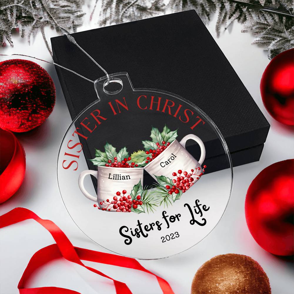 Sister in Christ Personalized Christmas Mugs Acrylic Ornament