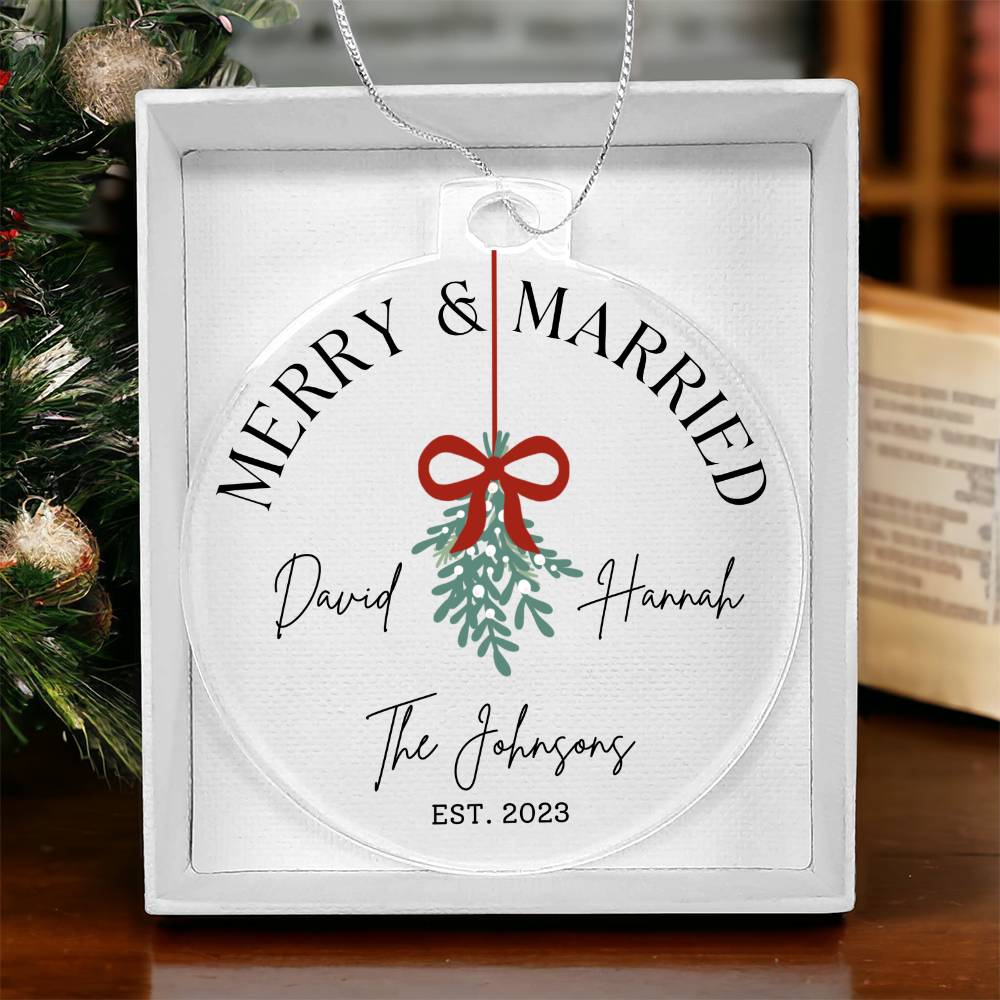 Merry and Married Couples Acrylic Christmas Ornament