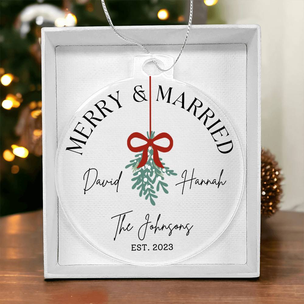 Merry and Married Couples Acrylic Christmas Ornament