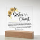 Sister in Christ Friendship Gift Christian Thank you Friend Gift Faith Gifts for Friend Christian Gifts Women Friendship Gifts Sunflower